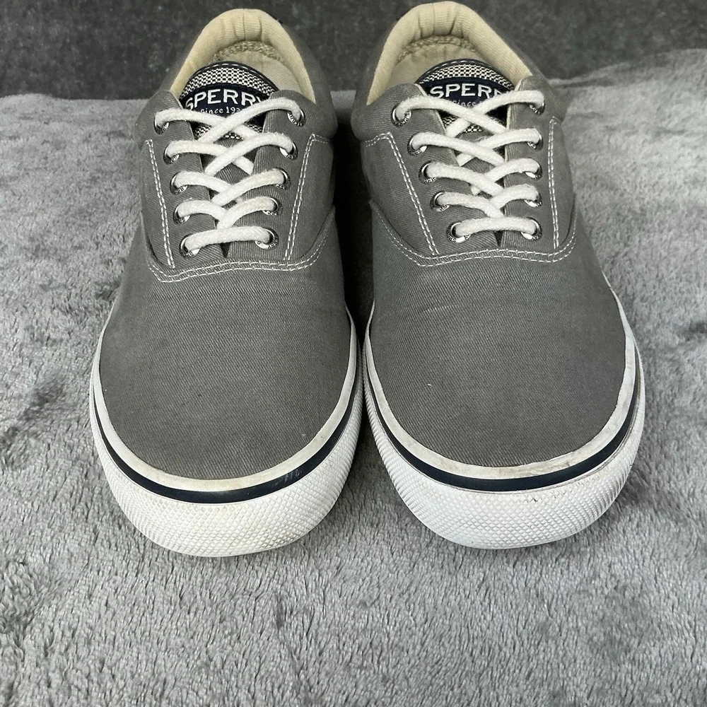 Sperry Top-Sider Halyard Boat Shoes Mens 9M Gray Canvas Memory Foam Nautical